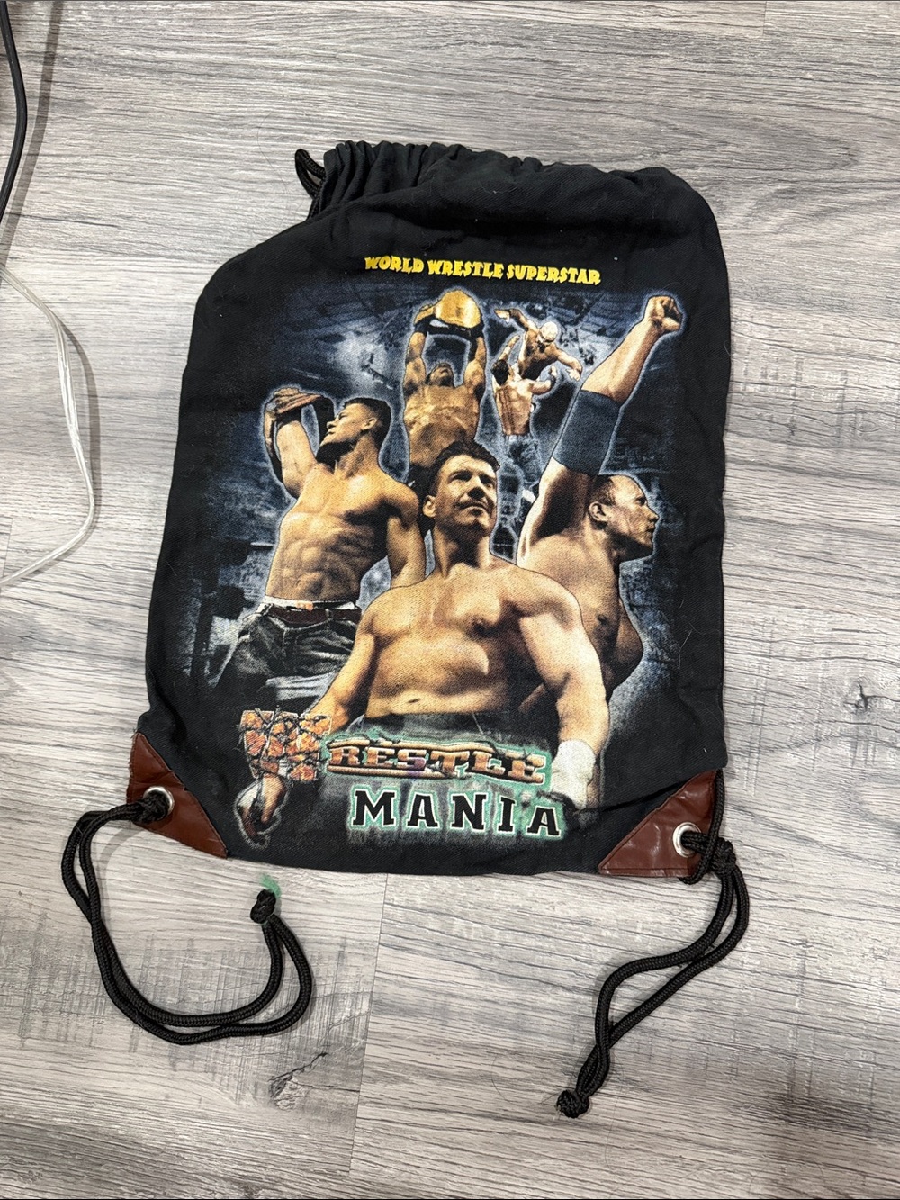 WWE Black Drawstring WrestleMania Gym Bag
